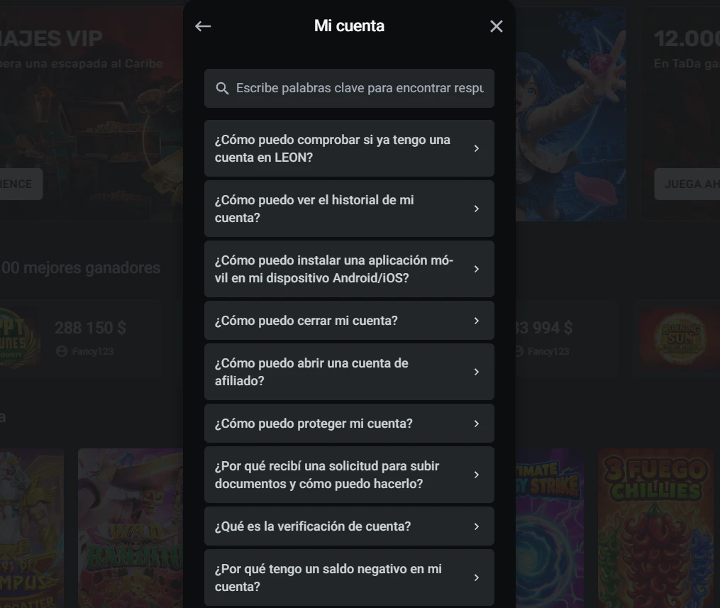 Leon Casino atención al cliente y soporte en línea